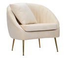 Poltrona Venice Crema 85x66x78 cm in Legno Spugna e Poliestere e Metallo Oro