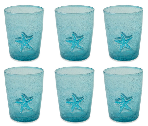 Set 6 Bicchieri Ø8x10 cm in Vetro Villa d'Este Home Tivoli Fish Celesti acquista