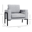 Poltrona Imbottita 82x70x83,5 cm in Poliestere Grigio Chiaro