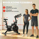 Cyclette 111,5x52,5x114,5 cm Stazionaria con APP Resistenza Magnetica 0-100% in Acciaio Nero      