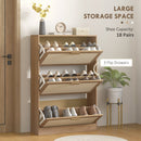 Scarpiera 3 Ante 18 Paia di Scarpe in Legno e Rattan 80x25x120 cm Marrone 