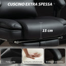 Sedia da Ufficio Presidenziale 69x72x118-126 cm con Poggiapiedi e Supporto Lombare in Pelle PU Nero  