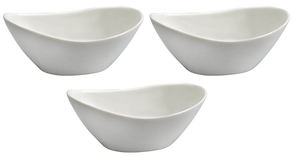 sconto Set 3 Insalatiere 20x15,5x8 cm in Porcellana Allluminica Kaleidos Aluxina Bianche