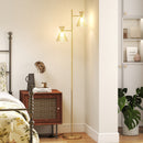 Lampada da Terra Moderna con 2 Luci Orientabili Interruttore a Pedale Oro      