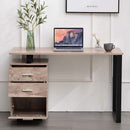 Scrivania con Cassettiera Tavolo Porta Pc Computer Acciaio Legno Ufficio Quercia