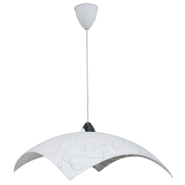 acquista Sospensione 50X50 1xE27 Montatura Cromo-Bianco Vetro Lastra Bianco E-Energy Marilena