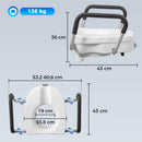 Rialzo WC per Anziani con Maniglie Antiscivolo Larghezza Regolabile Capacità 136kg in HDPE Bianco      