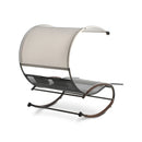 Dondolo da Giardino Rocking Lounge Duo S 197x140x176 cm con Parasole in Textilene Beige e Nero      