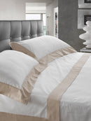 Set Lenzuola Sopra Sotto e Federe Balza in Raso Mitera Diamante Beach Varie Misure