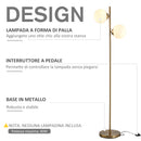 Lampada da Terra Ø28x165 cm Paralumi a Sfera con Attacco E27 Struttura in Metallo Oro  