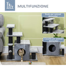 Tiragraffi per Gatti Albero a 4 Livelli con Gradino Rimovibile 60x40x66 cm Grigio   