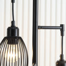 Lampada da Terra Industriale 30x30x170.5 cm con 3 Paralumi e Intensità Regolabile in Acciaio Nero      