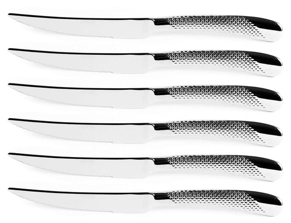 prezzo Set 6 Coltelli da Bistecca Lama Seghettata in Acciaio Inox Geometric