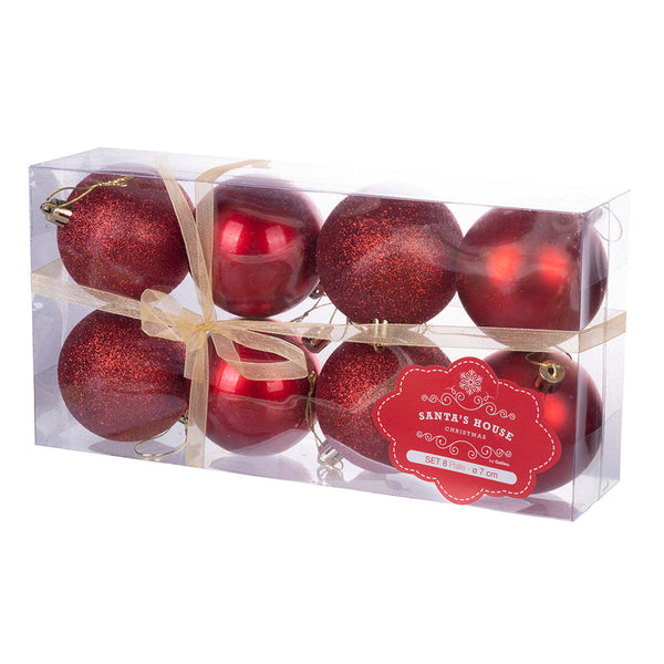 Set 8 Palle di Natale Ø7 cm in Plastica Rosso online