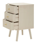Comodino 3 Cassetti Shy 37,5x34x61 cm in Pino e MDF e Ferro      
