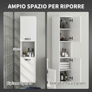 Pensile da Bagno 2 Armadietti e Vano a Giorno 30x30x131,5 cm in Legno Bianco  