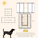 Recinto per Cani a 12 Pannelli Modulabili da 80x100 cm Pieghevole con Porta in Acciaio e 12 Picchetti Grigio      