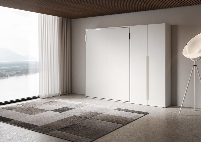 Letto Matrimoniale A Scomparsa 160 Versia Con Armadio Dx 2 Ante Bianco      