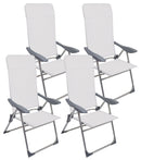 Set 4 Sedie a Sdraio Reclinabili Pieghevoli 59x64x108 cm in Alluminio e Textilene Avorio