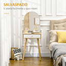 Consolle Trucco 50,5x41x134,5 cm con Specchio e Cassetto in Truciolato Naturale