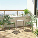 Set 4 Sedie da Esterno Impilabili 55x58,5x81,5 cm Sedie da Pranzo con Schienale Curvo Seduta a Doghe e Braccioli in PP Verde      