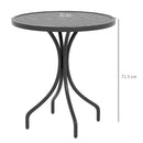 Tavolo da Giardino Rotondo Ø66x71,5 cm con Piano a Doghe in Acciaio Nero