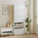 Mobile Scarpiera a 5 Ante Antiribaltamento 65x17x180.5 cm in Legno Bianco      