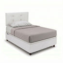 Letto Singolo Contenitore Imbottito Similpelle Bianco BoxMax Testata Button Varie Misure