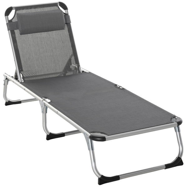 Sdraio Pieghevole 60x165x76 cm con Poggiatesta e Schienale Regolabile in Alluminio Grigio online