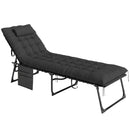 Lettino Prendisole 58x189x32,5 cm Pieghevole con Cuscino Poggiatesta e Tasca Laterale in Poliestere Nero      