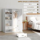 Armadio Moderno 80x50x124 cm Appendiabiti Cassetti e Mensole in Truciolare Bianco   