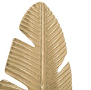 Scultura Foglia con Portacandele Glam 10x10x34 cm in Ferro Oro e Nero