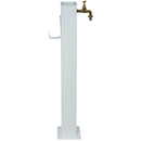 Fontana da Giardino Design a Colonna Quadrata 20x20x97 cm con Rubinetto in Ottone Struttura in Acciaio Bianco