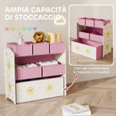 Scaffale Portagiochi 63x30x66 cm a 3 Livelli 6 Cesti in Tessuto Non Tessuto Rosa      