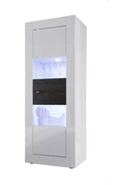 Mobile Alto da Salotto 2 Porte 61x43x162cm TFT  Basic Bianco Lucido e Quercia Wengè