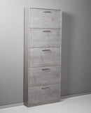 Scarpiera Salvaspazio 5 Ante 15 Paia 65x15x164 cm in Truciolare Nobilitato Cemento
