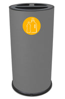 Pattumiera Per Raccolta Differenziata Ø35xh72 cm In Acciaio Verniciato 3 Scomparti Grigio