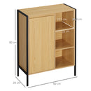 Mobiletto da Bagno 3 Ripiani e Armadietto 60x28x80 cm in Truciolato e Acciaio Legno e Nero