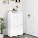 Mobile Scarpiera 2 Ante a Ribalta 1 Cassetto 1 Mensola in Vetro in Legno Bianco 