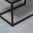 Set 2 Tavolini da Caffè Impilabili in Legno e Acciaio Marrone e Nero