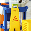 Carrello Pulizie 3 Ripiani Sacco da 100L 121x50,5x96,5 cm Blu Giallo e Grigio  