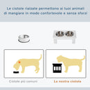 Ciotole Rialzate per Cani Piccoli e Taglia Media con 2 Ciotole in Acciaio Supporto in MDF Bianco  