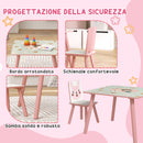 Set Tavolo con 2 Sedie per Bambini in Legno di Pino e MDF Rosa