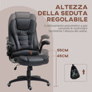 Sedia Poltrona Operativa da Ufficio Reclinabile a Dondolo Braccioli Ribaltabili in Finta Pelle PU Nero 