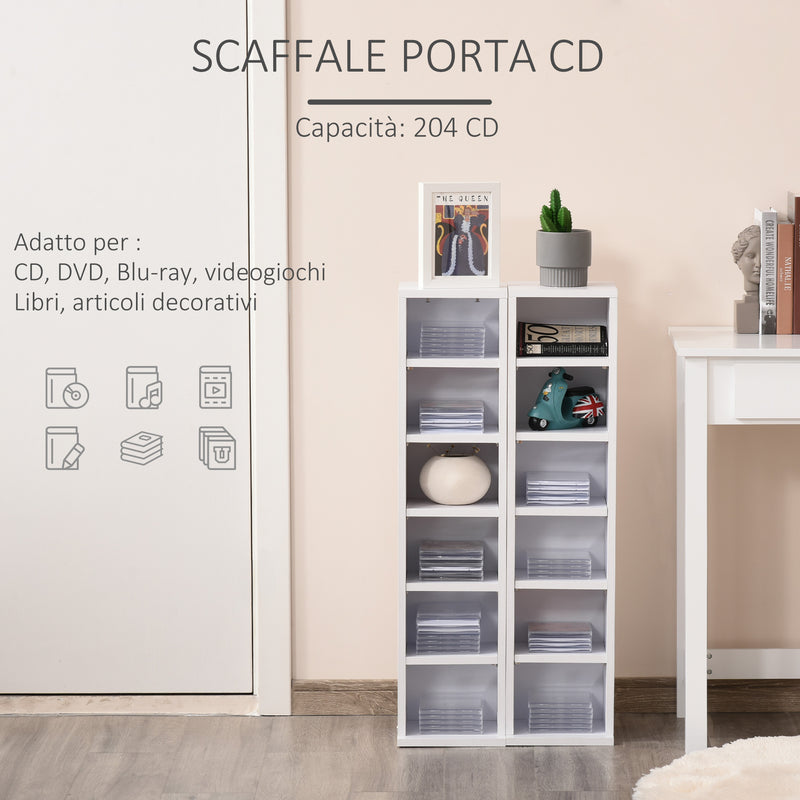 Set 2 Librerie Scaffale porta CD e DVD 21x22,5x88,5 cm a 12 Ripiani Totali per 204 CD    
