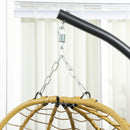 Dondolo Pensile da Giardino Pieghevole con Cuscini 102x102x195 cm in Acciaio e Rattan PE Nera Grigia e Beige-8
