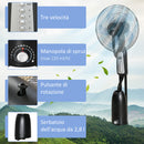 Ventilatore Nebulizzatore 90W a 4 Ruote con Serbatoio 2.8L e 4 Velocità 44,5x38,5x120 cm in Metallo PE e ABS Nero-5