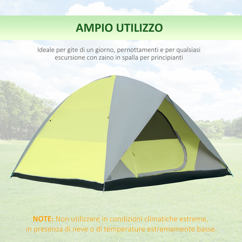 Tenda da Campeggio 3-4 Persone a Cupola 300x300x180cm Impermeabile e Anti UV Giallo e Grigio-6