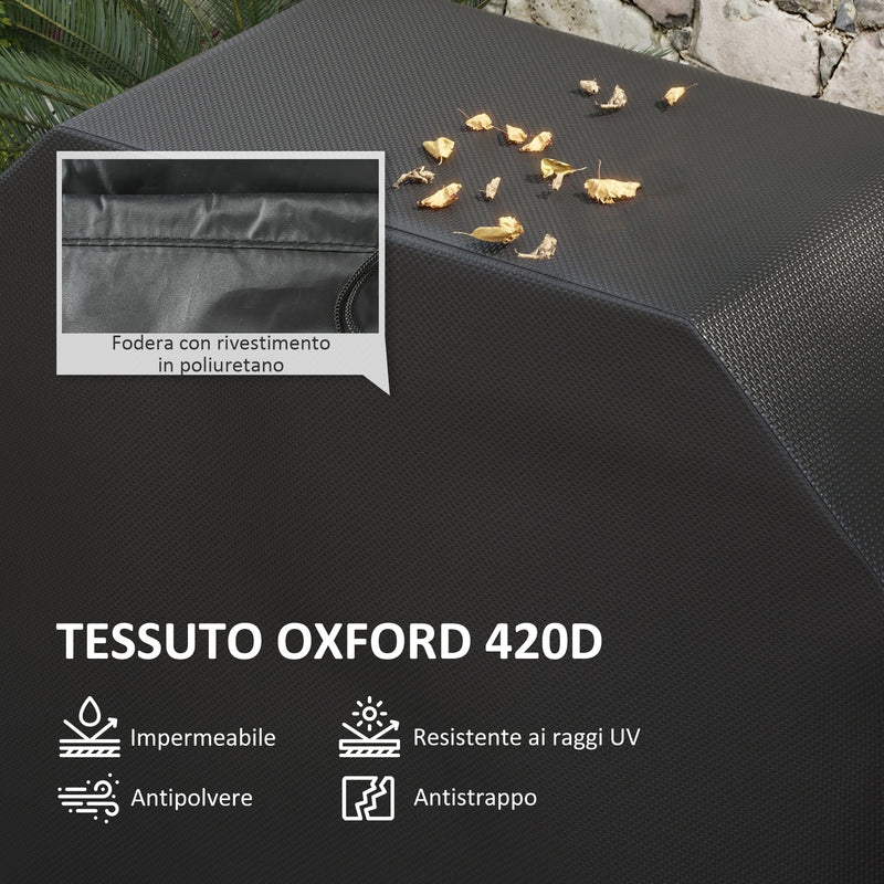 Copertura Barbecue Rettangolare 124x61x91 cm in Tessuto Oxford con Cinghia e Chiusure Nero-4