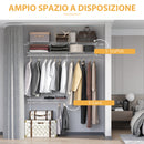 Set Appendiabiti a Muro 178,2x38,8x128 cm con 5 Mensole e 3 Barre Salvaspazio Bianco